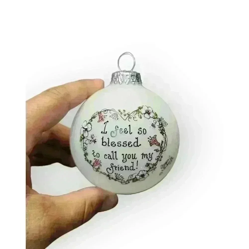 Christmas Ornament Dillard's Heart Gifts Hand Painted Swarovksi Blessed.. Friend - Picture 2 of 8